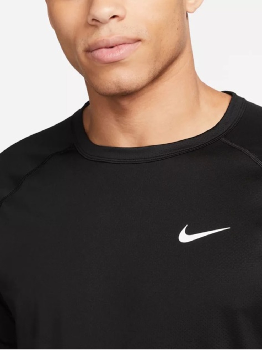 Nike Men ALL BLACK DRI FIT FITNESS Athletic Running RUN RUNNER T SHIRT 728053 L